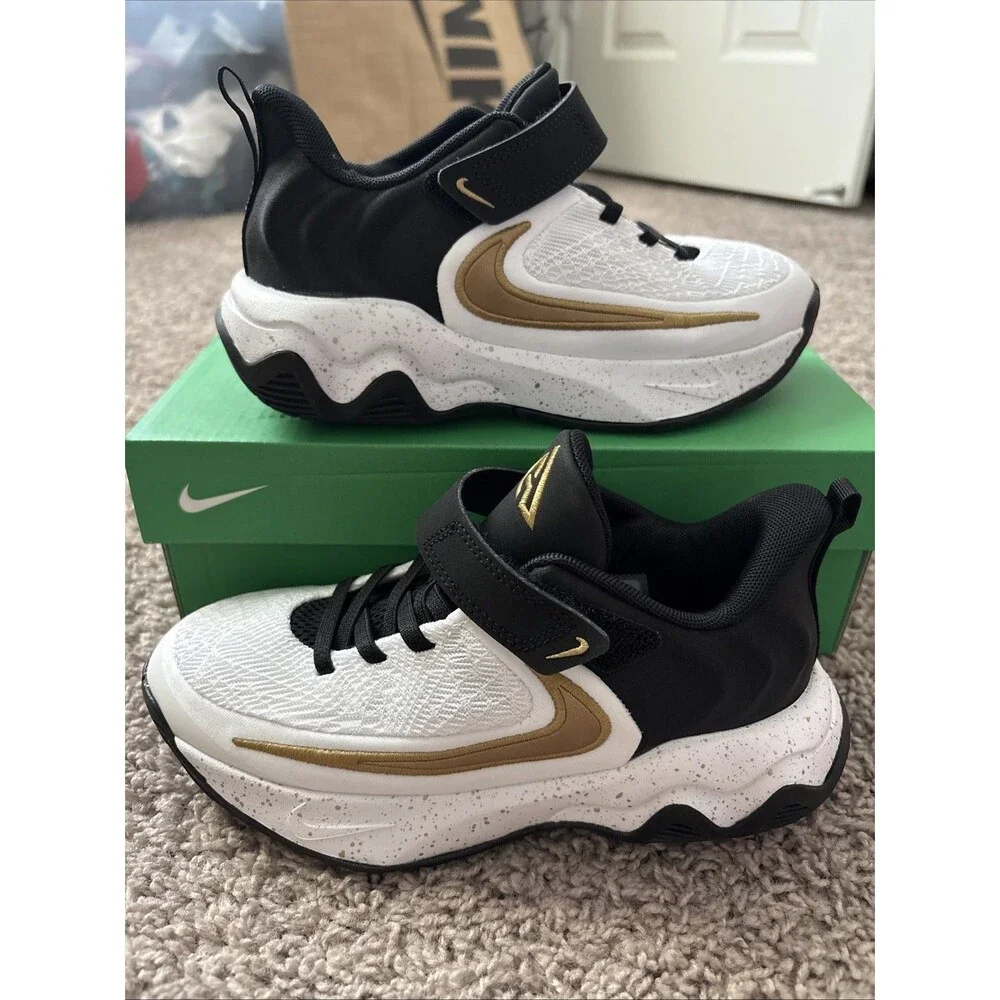 Nike Giannis Immortality Boys Basketball Sneakers White Black Gold US 1Y New